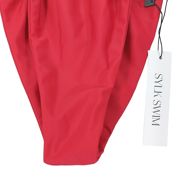 SYLK Swim Red Rya String Side Bikini Bottom - Picture 7 of 14